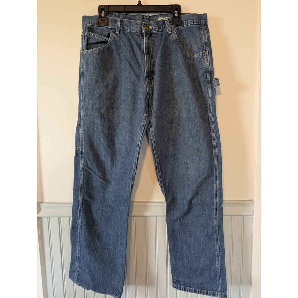KEY Workwear Denim Carpenter Jeans Men 36x32 Blue Cotton Relaxed Fit Comfort